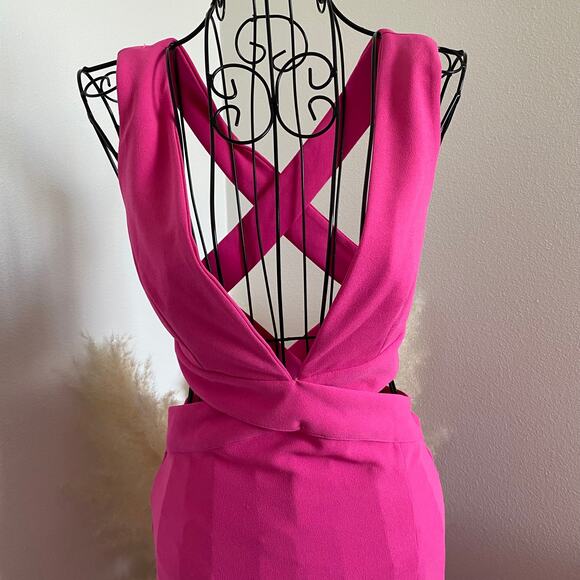 Showpo Anjie Pink Plunge V-Neck Maxi Formal Wedding Prom Dress Size 4 - Picture 4 of 10